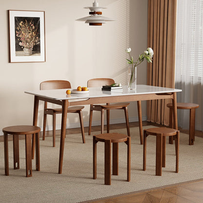 Traditional Chinese Solid Wood Round Nesting Low Stool Backless For Dining Room