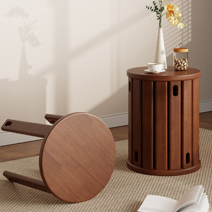 Traditional Chinese Solid Wood Round Nesting Low Stool Backless For Dining Room