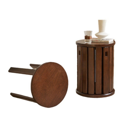 Traditional Chinese Solid Wood Round Nesting Low Stool Backless For Dining Room