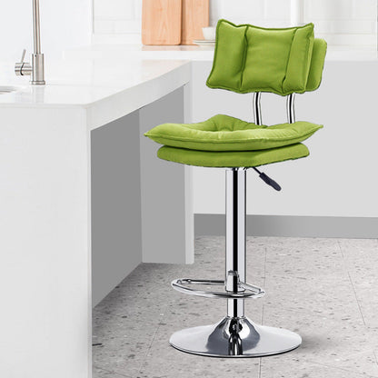 Modern Simplicity Faux Leather Metal Base Height Adjustable Swivel Bar Stool Backrest Footrest For Dining Room