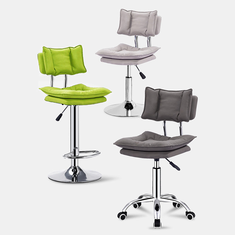 Modern Simplicity Faux Leather Metal Base Height Adjustable Swivel Bar Stool Backrest Footrest For Dining Room