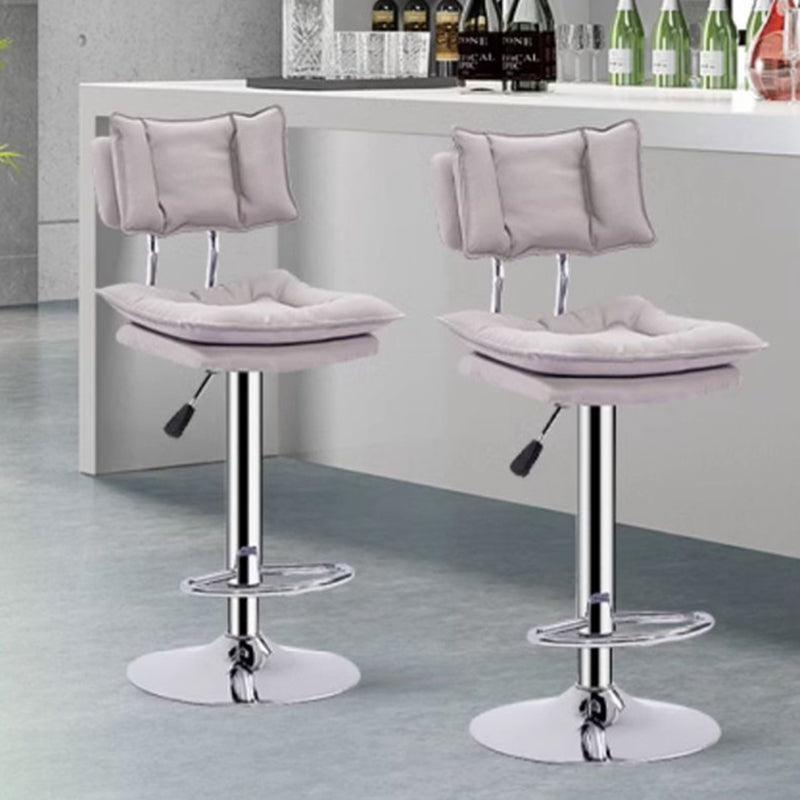 Modern Simplicity Faux Leather Metal Base Height Adjustable Swivel Bar Stool Backrest Footrest For Dining Room