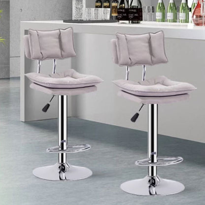 Modern Simplicity Faux Leather Metal Base Height Adjustable Swivel Bar Stool Backrest Footrest For Dining Room