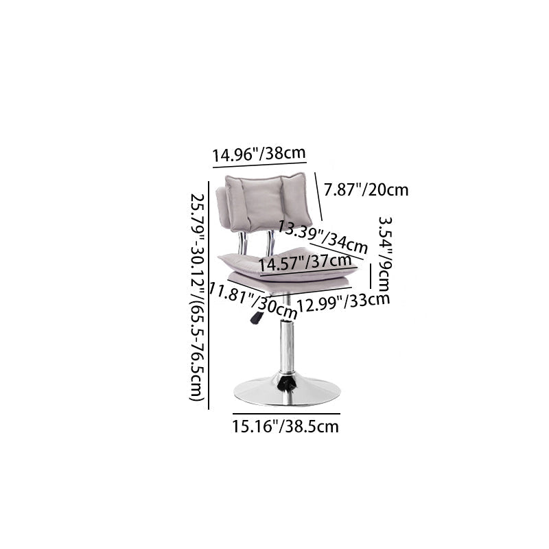 Modern Simplicity Faux Leather Metal Base Height Adjustable Swivel Bar Stool Backrest Footrest For Dining Room