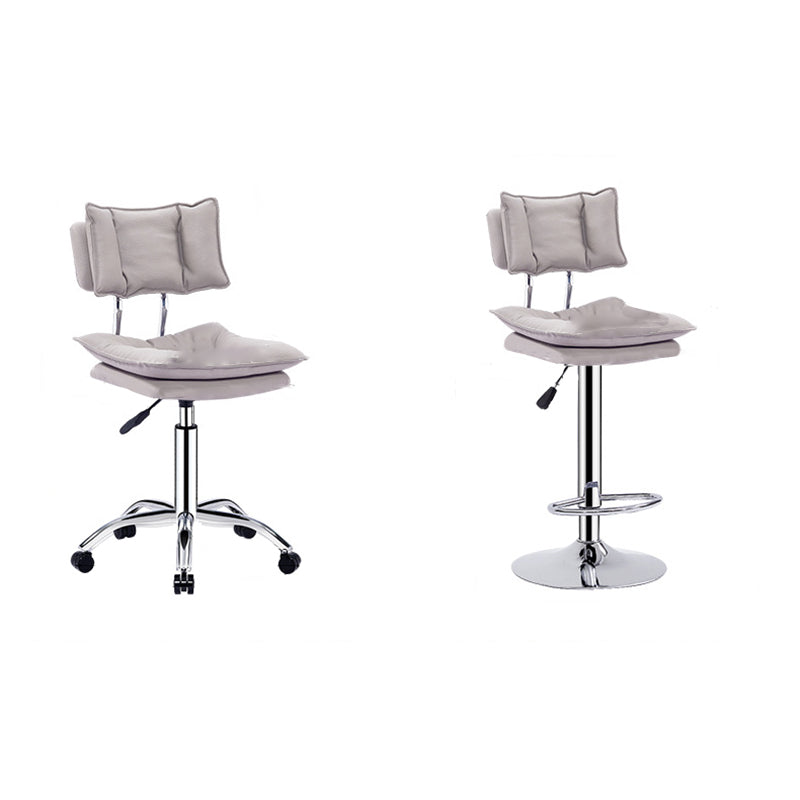 Modern Simplicity Faux Leather Metal Base Height Adjustable Swivel Bar Stool Backrest Footrest For Dining Room