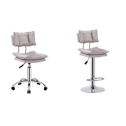 Modern Simplicity Faux Leather Metal Base Height Adjustable Swivel Bar Stool Backrest Footrest For Dining Room