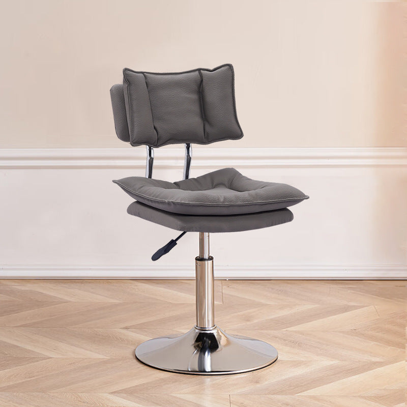 Modern Simplicity Faux Leather Metal Base Height Adjustable Swivel Bar Stool Backrest Footrest For Dining Room