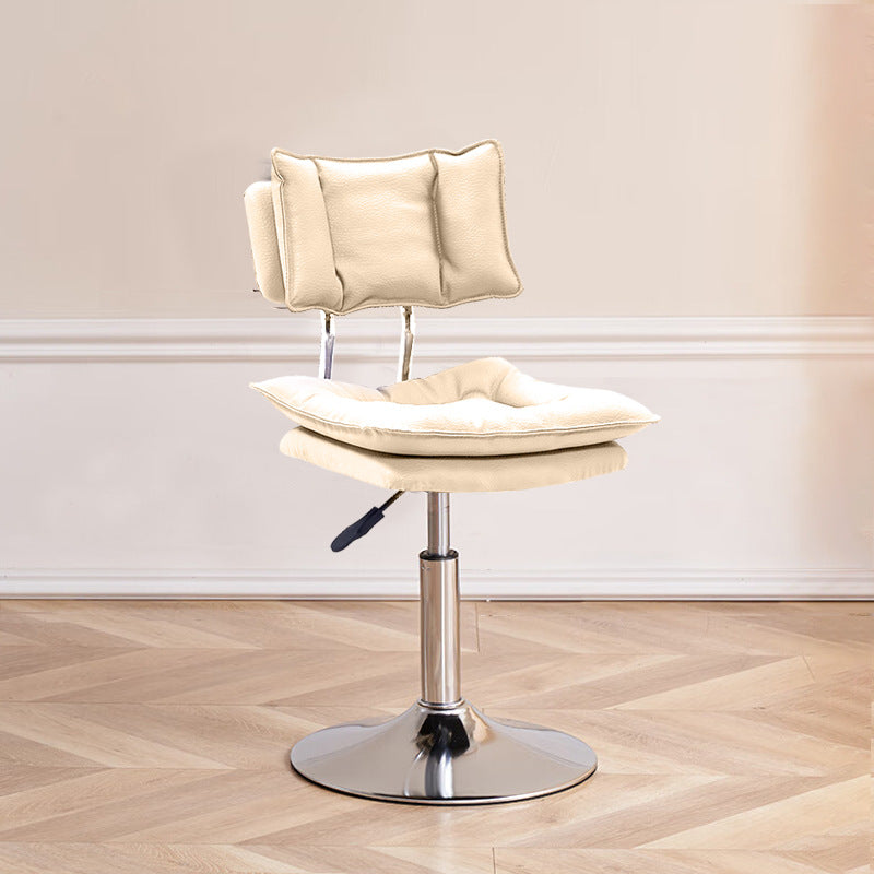 Modern Simplicity Faux Leather Metal Base Height Adjustable Swivel Bar Stool Backrest Footrest For Dining Room