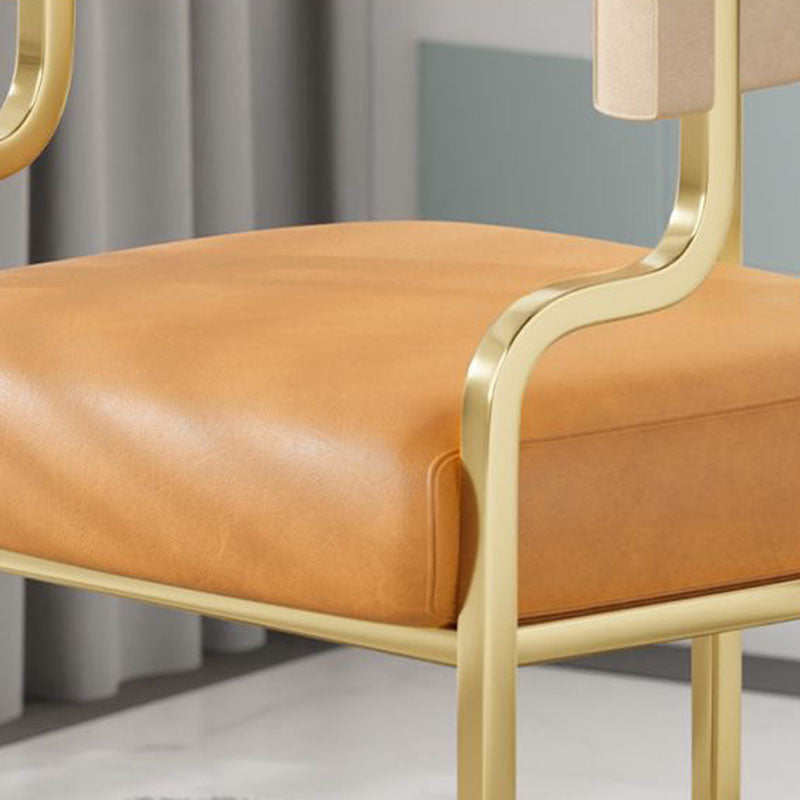 Contemporary Luxury Curved Microfiber Leather  Upholstered Metal Frame Dining Chair Backrest For Dining Room