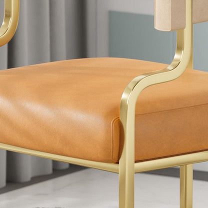 Contemporary Luxury Curved Microfiber Leather  Upholstered Metal Frame Dining Chair Backrest For Dining Room