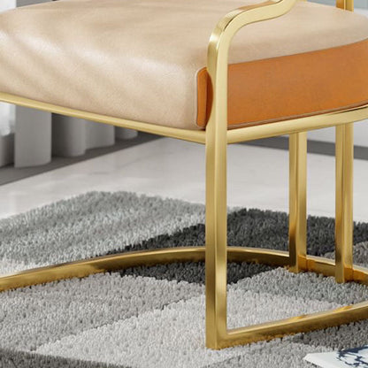 Contemporary Luxury Curved Microfiber Leather  Upholstered Metal Frame Dining Chair Backrest For Dining Room