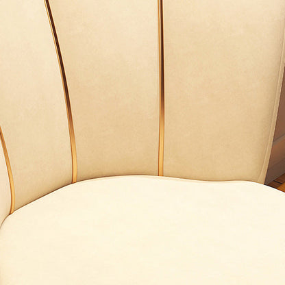 Contemporary Nordic Velvet Upholstered Vanity Stool Scallop-shaped Backrest For Bedroom