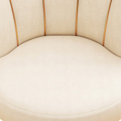 Contemporary Nordic Velvet Upholstered Vanity Stool Scallop-shaped Backrest For Bedroom
