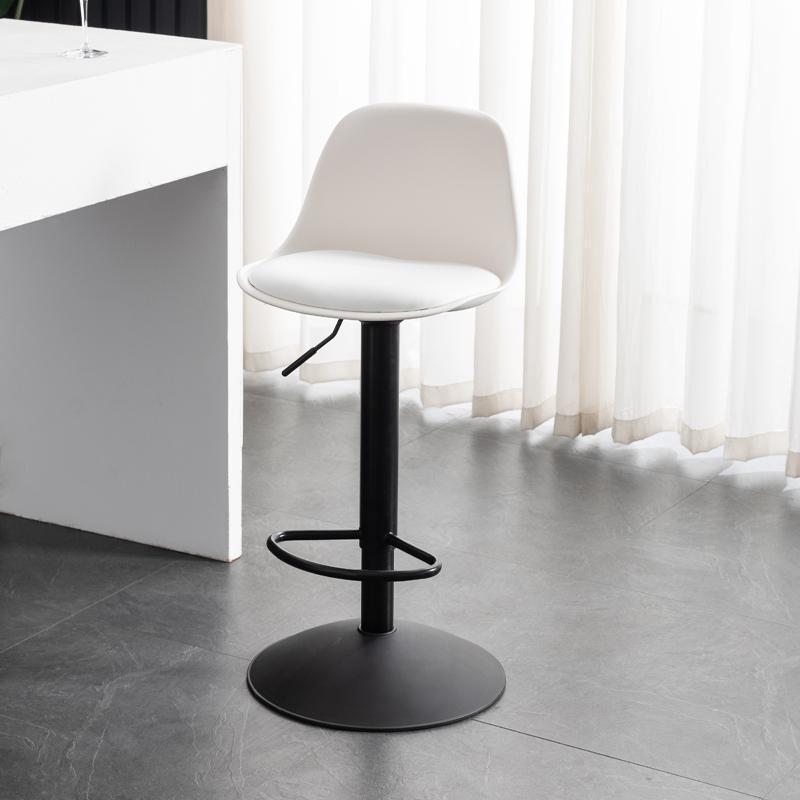 Contemporary Scandinavian Curved PU Leather Plastic Height Adjustable Swivel Bar Stool Cat Paw Back Footrest For Dining Room