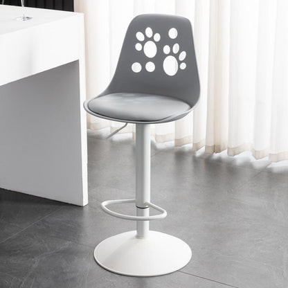 Contemporary Scandinavian Curved PU Leather Plastic Height Adjustable Swivel Bar Stool Cat Paw Back Footrest For Dining Room