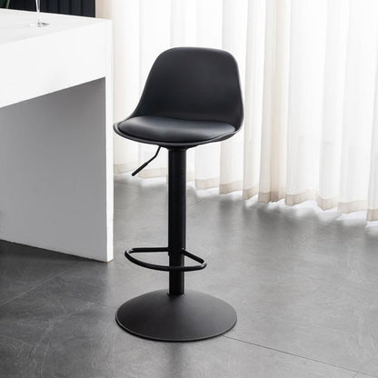 Contemporary Scandinavian Curved PU Leather Plastic Height Adjustable Swivel Bar Stool Cat Paw Back Footrest For Dining Room