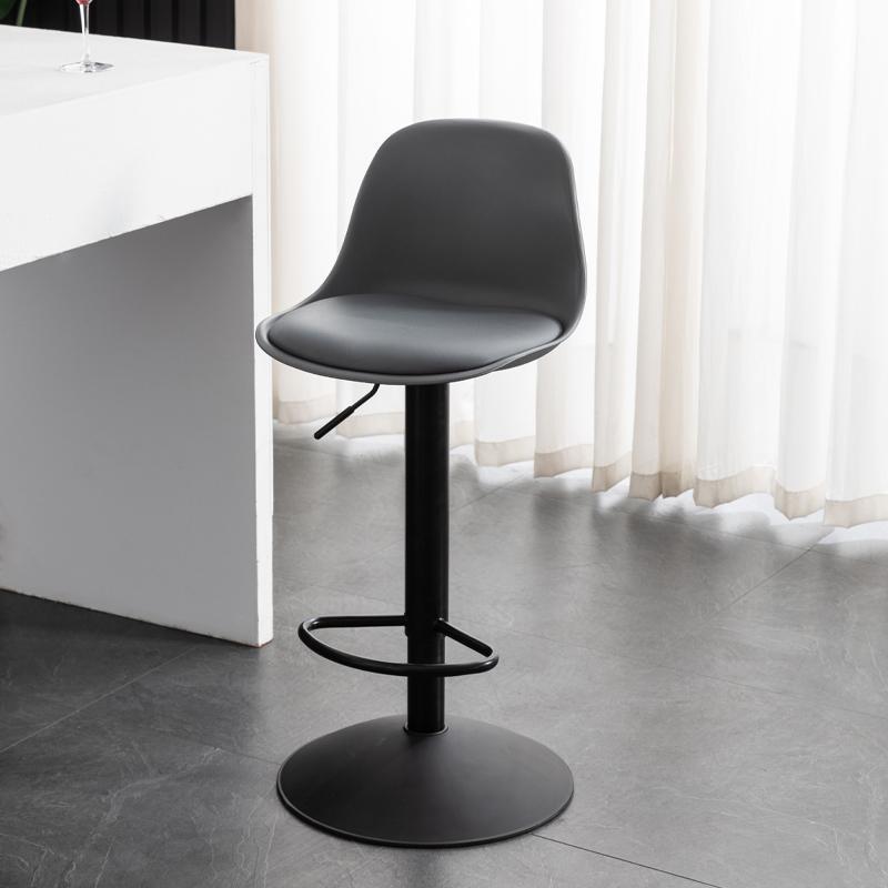 Contemporary Scandinavian Curved PU Leather Plastic Height Adjustable Swivel Bar Stool Cat Paw Back Footrest For Dining Room