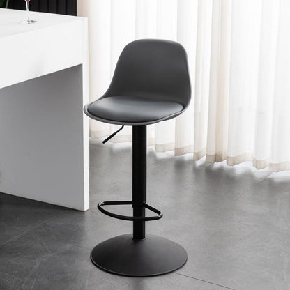 Contemporary Scandinavian Curved PU Leather Plastic Height Adjustable Swivel Bar Stool Cat Paw Back Footrest For Dining Room