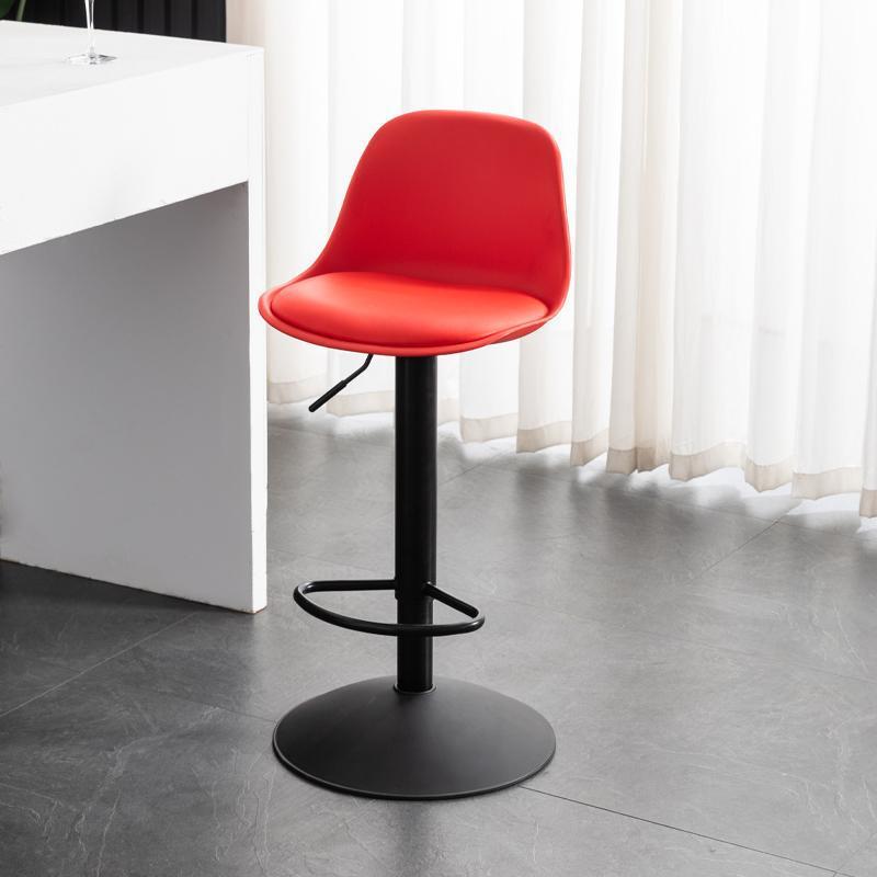 Contemporary Scandinavian Curved PU Leather Plastic Height Adjustable Swivel Bar Stool Cat Paw Back Footrest For Dining Room