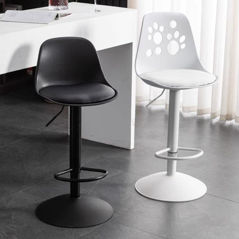 Contemporary Scandinavian Curved PU Leather Plastic Height Adjustable Swivel Bar Stool Cat Paw Back Footrest For Dining Room