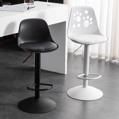 Contemporary Scandinavian Curved PU Leather Plastic Height Adjustable Swivel Bar Stool Cat Paw Back Footrest For Dining Room