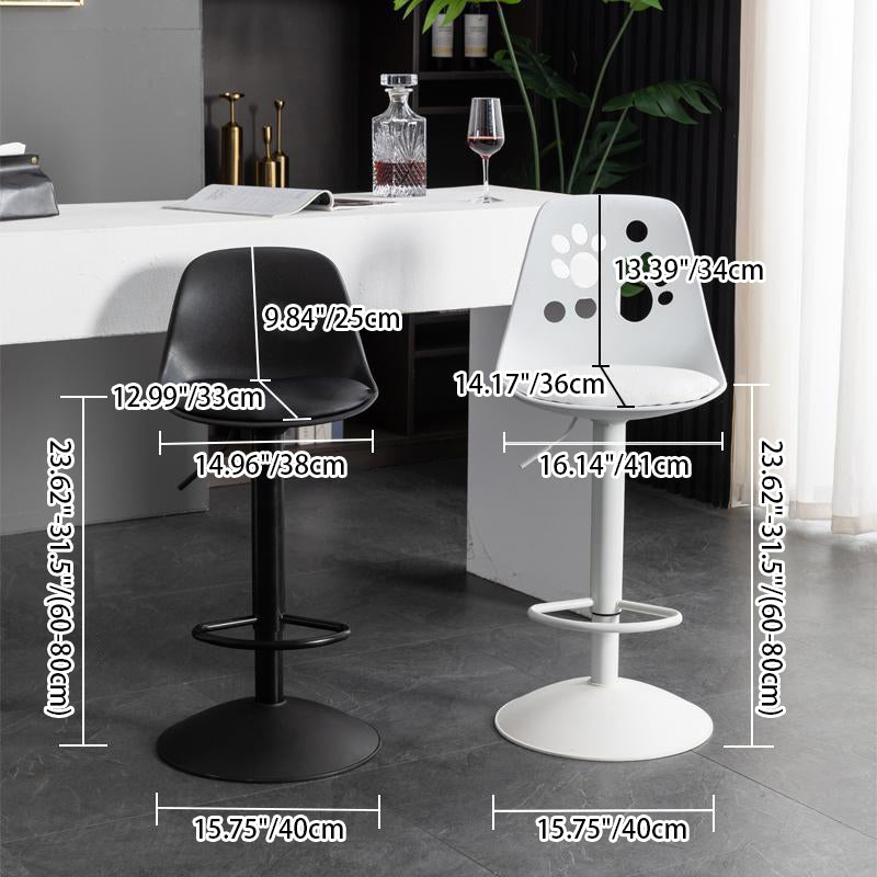 Contemporary Scandinavian Curved PU Leather Plastic Height Adjustable Swivel Bar Stool Cat Paw Back Footrest For Dining Room