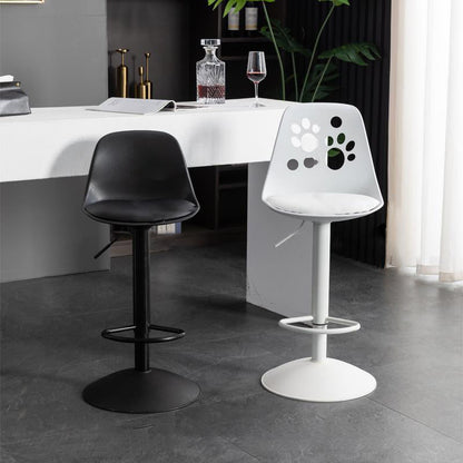 Contemporary Scandinavian Curved PU Leather Plastic Height Adjustable Swivel Bar Stool Cat Paw Back Footrest For Dining Room