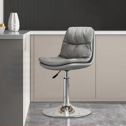 Contemporary Luxury Nappa Leather Upholstered Round Metal Base Height Adjustable Swivel Bar Stool Footrest For Dining Room