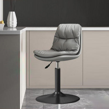 Contemporary Luxury Nappa Leather Upholstered Round Metal Base Height Adjustable Swivel Bar Stool Footrest For Dining Room