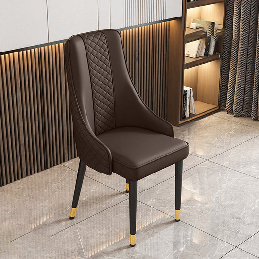 Modern Luxury Curved Nappa Leather Carbon Steel Dining Chair Backrest For Dining Room