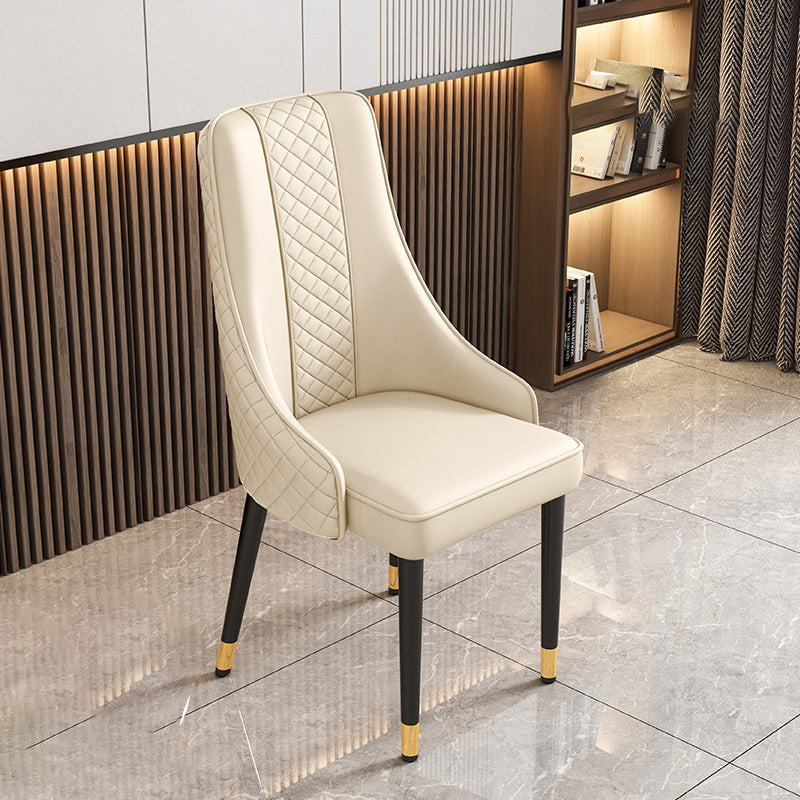 Modern Luxury Curved Nappa Leather Carbon Steel Dining Chair Backrest For Dining Room