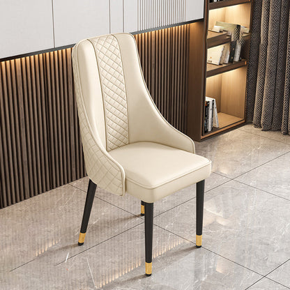 Modern Luxury Curved Nappa Leather Carbon Steel Dining Chair Backrest For Dining Room