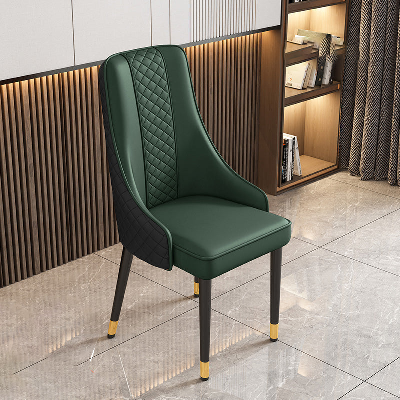 Modern Luxury Curved Nappa Leather Carbon Steel Dining Chair Backrest For Dining Room