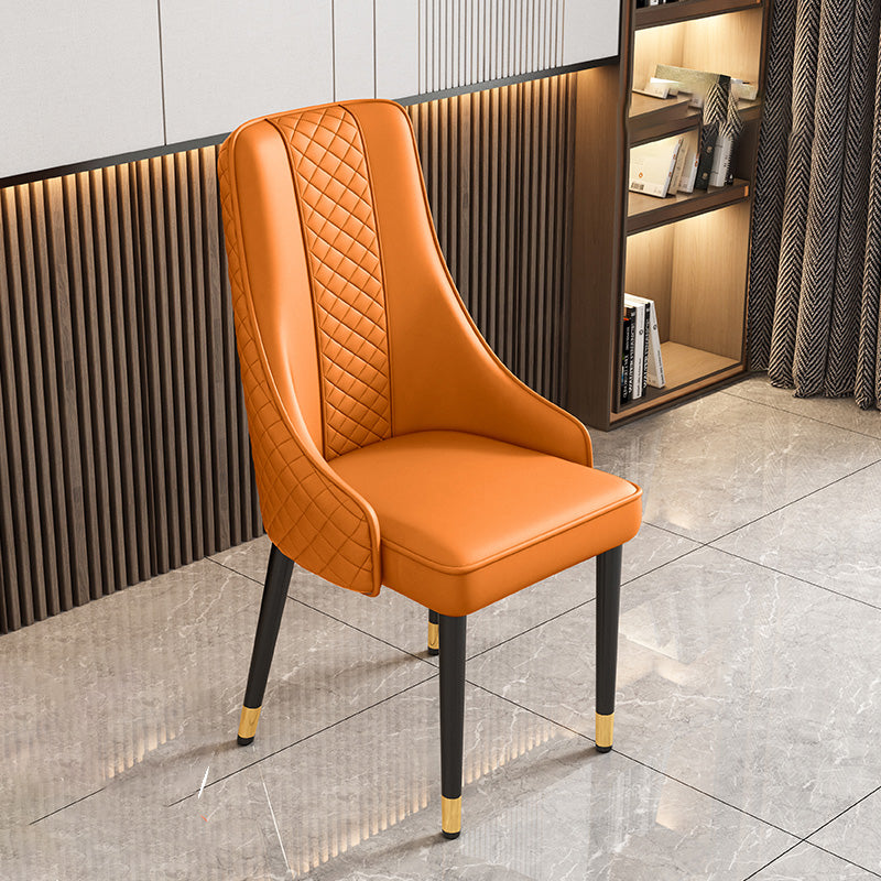 Modern Luxury Curved Nappa Leather Carbon Steel Dining Chair Backrest For Dining Room