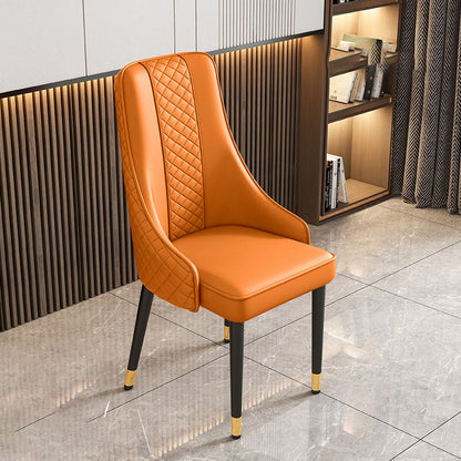 Modern Luxury Curved Nappa Leather Carbon Steel Dining Chair Backrest For Dining Room