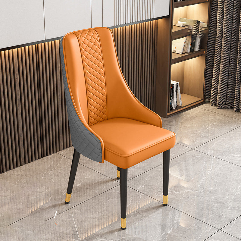 Modern Luxury Curved Nappa Leather Carbon Steel Dining Chair Backrest For Dining Room