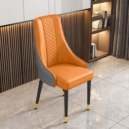 Modern Luxury Curved Nappa Leather Carbon Steel Dining Chair Backrest For Dining Room