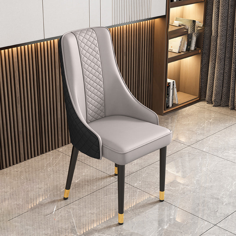 Modern Luxury Curved Nappa Leather Carbon Steel Dining Chair Backrest For Dining Room