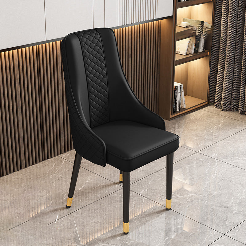 Modern Luxury Curved Nappa Leather Carbon Steel Dining Chair Backrest For Dining Room