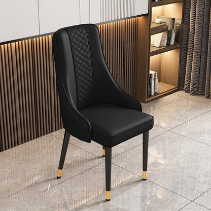 Modern Luxury Curved Nappa Leather Carbon Steel Dining Chair Backrest For Dining Room