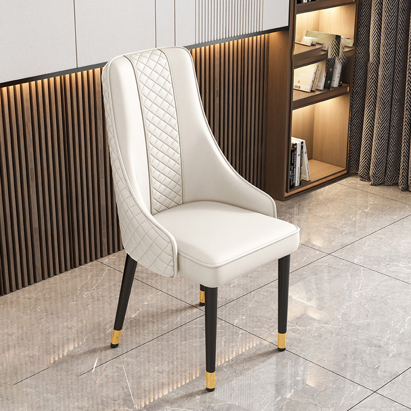 Modern Luxury Curved Nappa Leather Carbon Steel Dining Chair Backrest For Dining Room