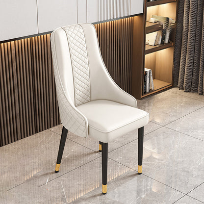 Modern Luxury Curved Nappa Leather Carbon Steel Dining Chair Backrest For Dining Room