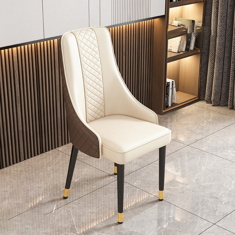 Modern Luxury Curved Nappa Leather Carbon Steel Dining Chair Backrest For Dining Room