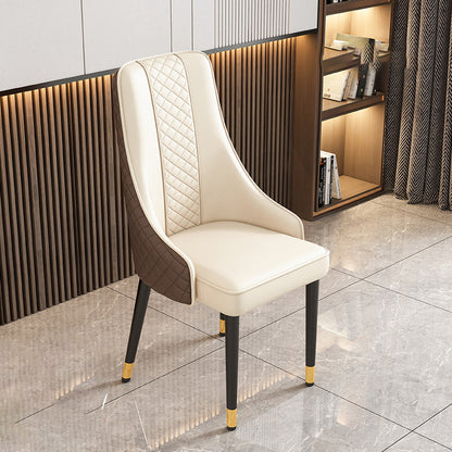 Modern Luxury Curved Nappa Leather Carbon Steel Dining Chair Backrest For Dining Room