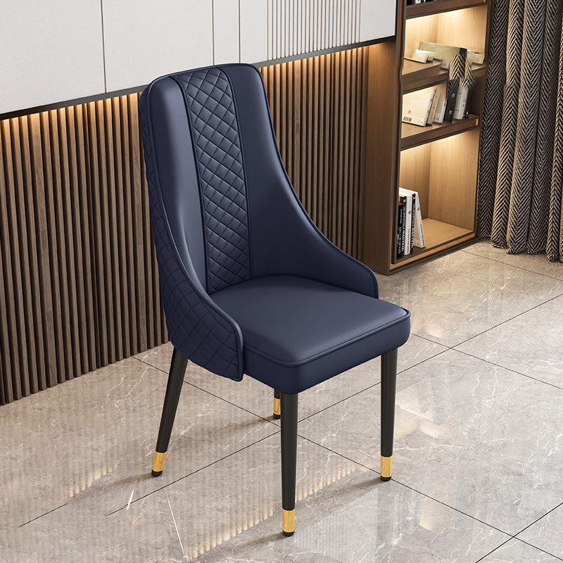 Modern Luxury Curved Nappa Leather Carbon Steel Dining Chair Backrest For Dining Room