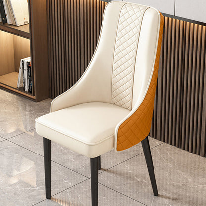 Modern Luxury Curved Nappa Leather Carbon Steel Dining Chair Backrest For Dining Room