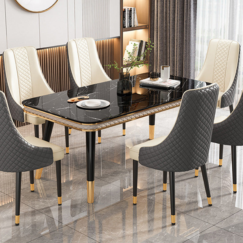 Modern Luxury Curved Nappa Leather Carbon Steel Dining Chair Backrest For Dining Room