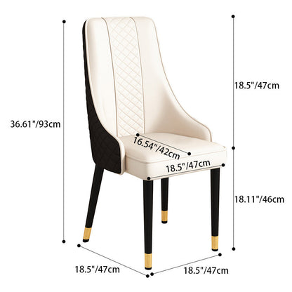 Modern Luxury Curved Nappa Leather Carbon Steel Dining Chair Backrest For Dining Room