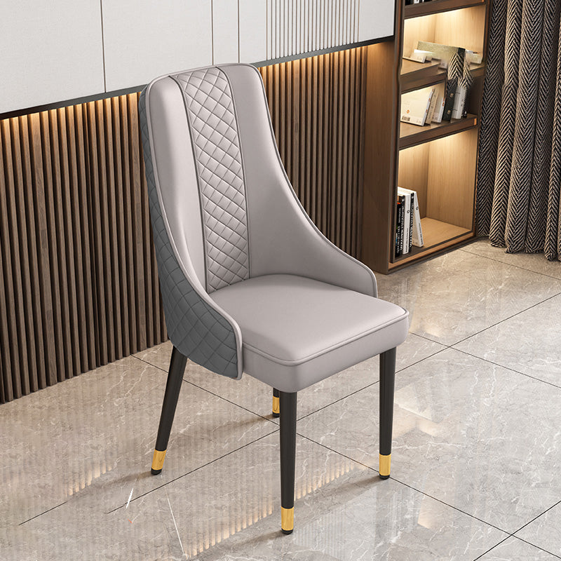 Modern Luxury Curved Nappa Leather Carbon Steel Dining Chair Backrest For Dining Room