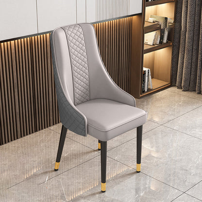 Modern Luxury Curved Nappa Leather Carbon Steel Dining Chair Backrest For Dining Room